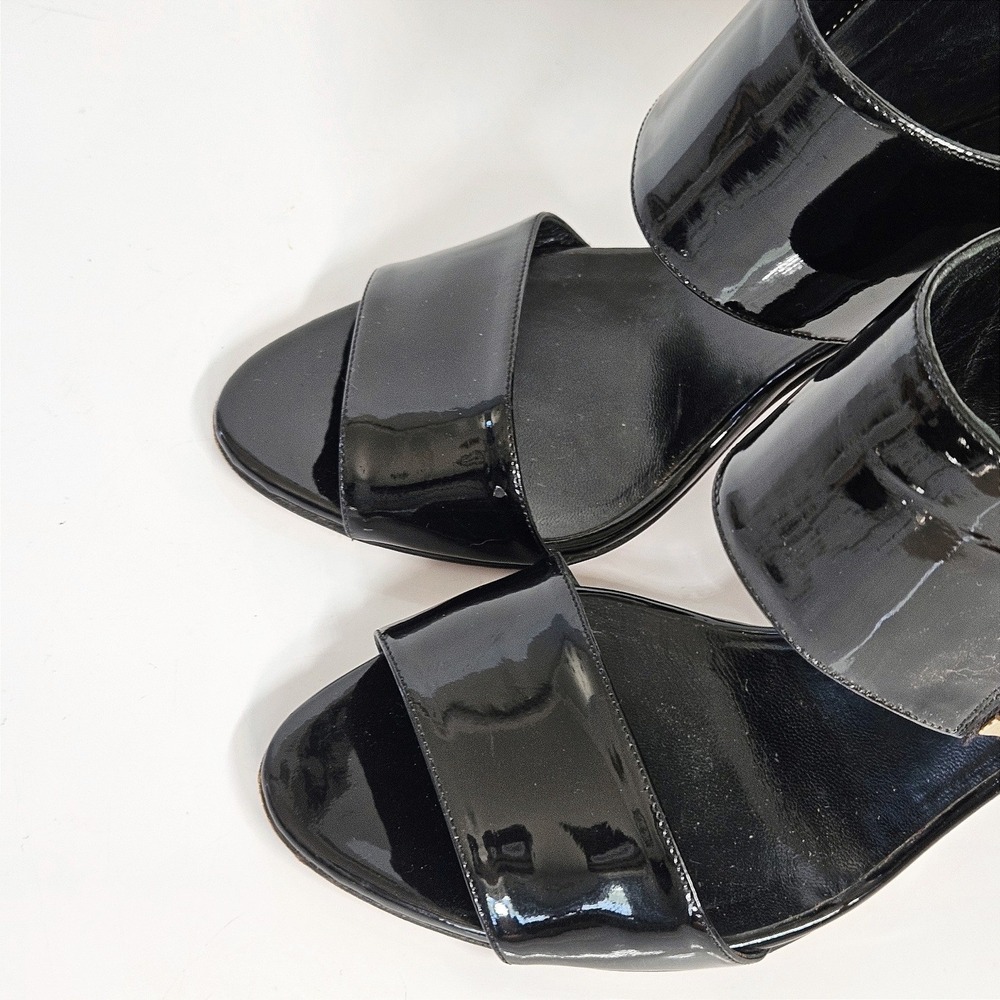 Gucci Black Patent Leather Ankle Cuff Sandal Heels Size 38.5 - Picture 6 of 11